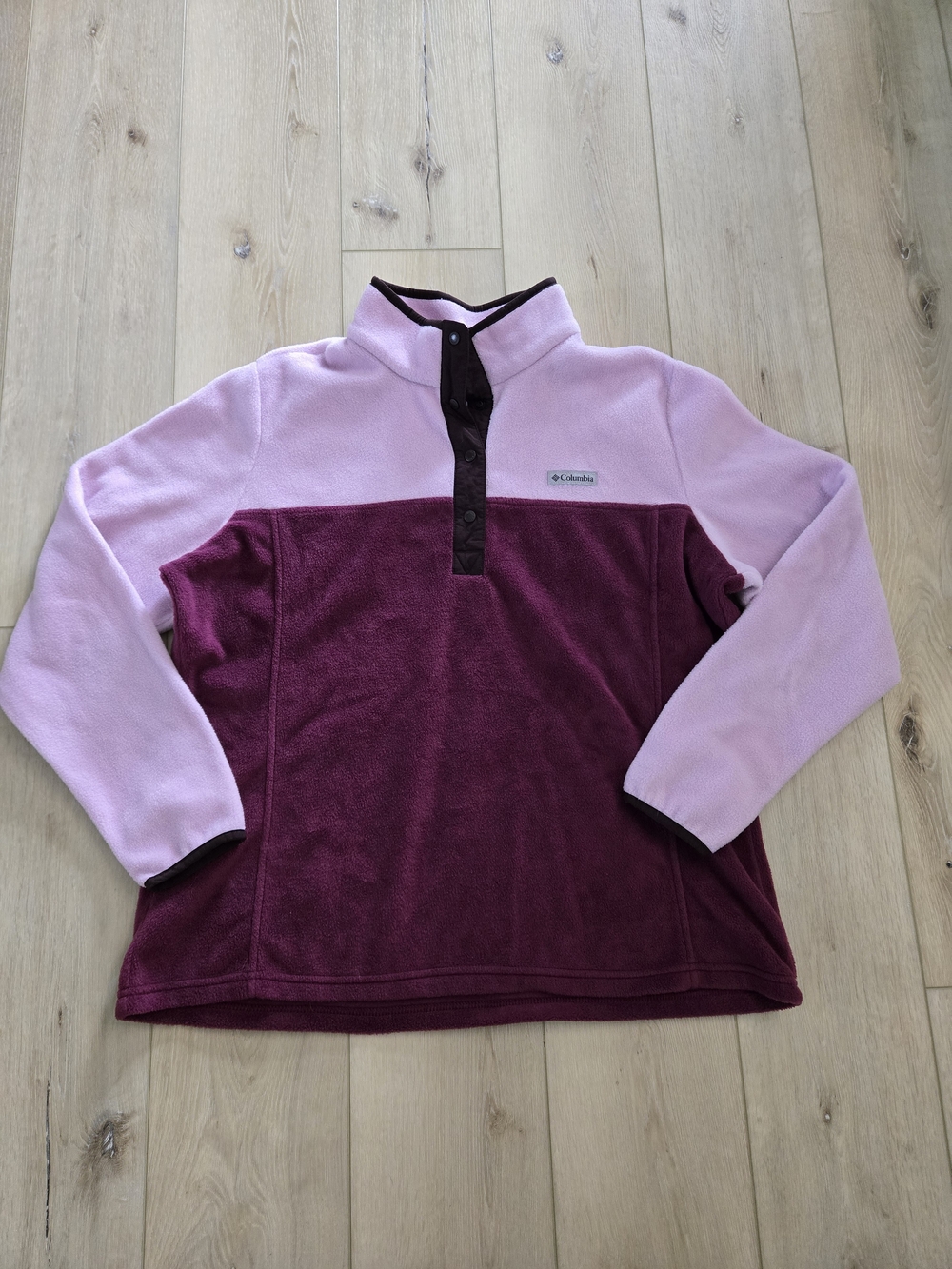 NWOT Columbia Women's Purple Colorblock Collared Fleece Pullover Sweatshirt 2XL